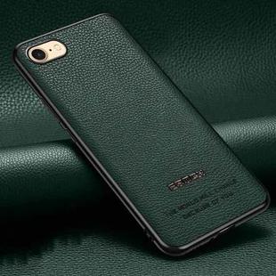 Pasted Leather Litchi Texture TPU Phone Case For iPhone SE 2022 / SE 2020 / 8 / 7(Dark Green)