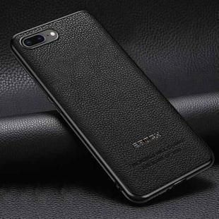 Pasted Leather Litchi Texture TPU Phone Case For iPhone 8 Plus / 7 Plus(Black)