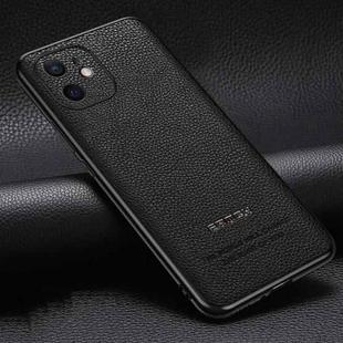 Pasted Leather Litchi Texture TPU Phone Case For iPhone 11(Black)