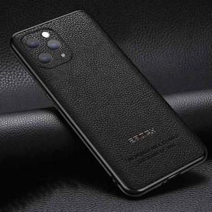 Pasted Leather Litchi Texture TPU Phone Case For iPhone 12 Pro(Black)