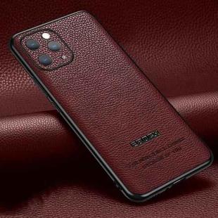 Pasted Leather Litchi Texture TPU Phone Case For iPhone 12 Pro Max(Wine Red)