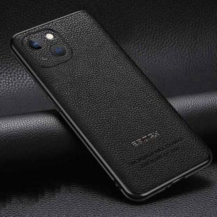 Pasted Leather Litchi Texture TPU Phone Case For iPhone 13(Black)