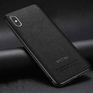 Pasted Leather Litchi Texture TPU Phone Case For iPhone XS / X(Black)