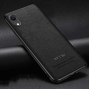 Pasted Leather Litchi Texture TPU Phone Case For iPhone XR(Black)