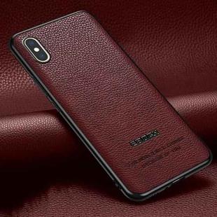 Pasted Leather Litchi Texture TPU Phone Case For iPhone XS Max(Wine Red)