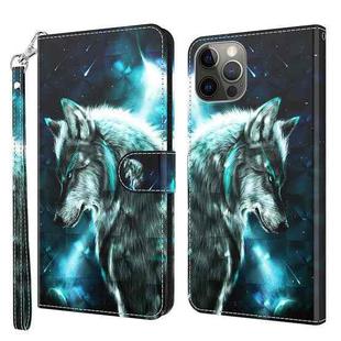 For iPhone 14 Pro 3D Painting Pattern Flip Leather Phone Case (Wolf)