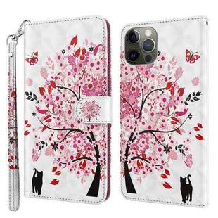 For iPhone 14 Pro 3D Painting Pattern Flip Leather Phone Case (Cat Under The Tree)