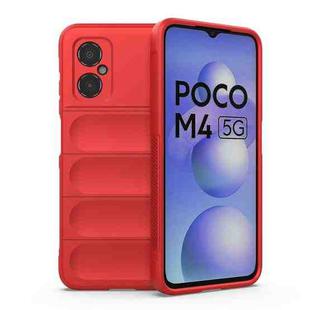 For Xiaomi Poco M4 5G Magic Shield TPU + Flannel Phone Case(Red)