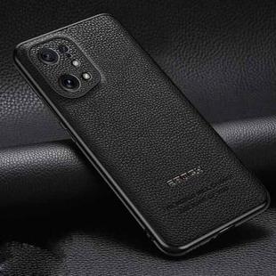For OPPO Find X5 Pasted Leather Litchi Texture TPU Phone Case(Black)