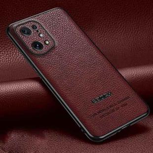 For OPPO Find X5 Pasted Leather Litchi Texture TPU Phone Case(Wine Red)