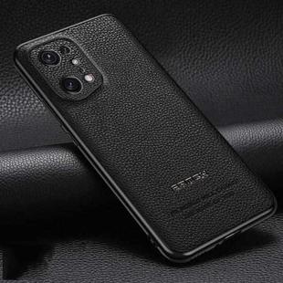 For OPPO Find X5 Pro Pasted Leather Litchi Texture TPU Phone Case(Black)
