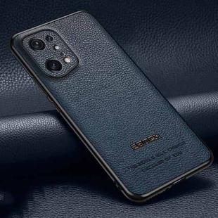 For OPPO Find X5 Pro Pasted Leather Litchi Texture TPU Phone Case(Royal Blue)