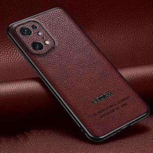 For OPPO Find X5 Pro Pasted Leather Litchi Texture TPU Phone Case(Wine Red)