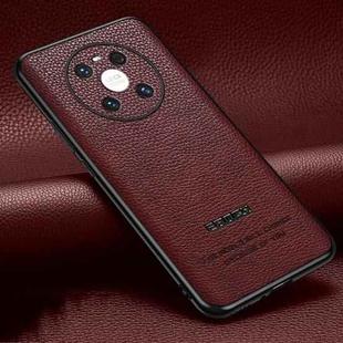 For Huawei Mate 40 Pasted Leather Litchi Texture TPU Phone Case(Wine Red)