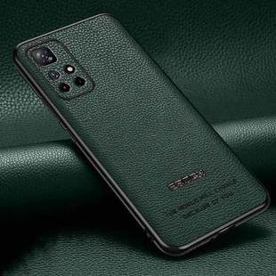 For Xiaomi Redmi Note 11 4G Foreign Pasted Leather Litchi Texture TPU Phone Case(Dark Green)