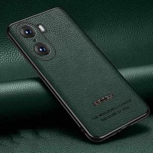 For Honor 60 Pasted Leather Litchi Texture TPU Phone Case(Dark Green)
