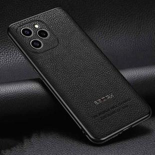 For Honor 60 SE Pasted Leather Litchi Texture TPU Phone Case(Black)