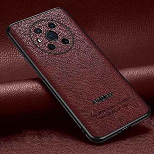 For Honor Magic3 Pasted Leather Litchi Texture TPU Phone Case(Wine Red)