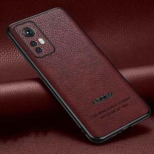 For Xiaomi 12 Pasted Leather Litchi Texture TPU Phone Case(Wine Red)