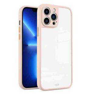 For iPhone 13 Pro Max Electroplated Button Two-color TPU Phone Case (Pink)