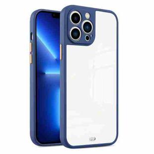 For iPhone 13 Pro Max Electroplated Button Two-color TPU Phone Case (Blue)