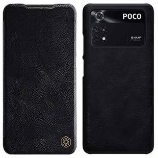 For Xiaomi Poco M4 Pro NILLKIN QIN Series Crazy Horse Texture Leather Phone Case(Black)