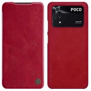 For Xiaomi Poco M4 Pro NILLKIN QIN Series Crazy Horse Texture Leather Phone Case(Red)