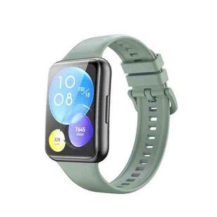 For Huawei Watch Fit 2 Solid Color Silicone Watch Band(Grey Green)