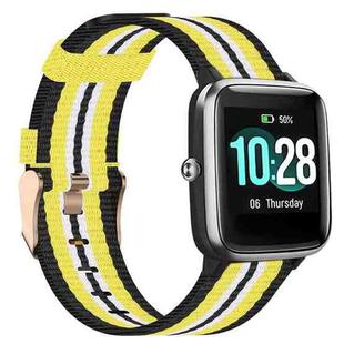For ID205 19mm Nylon Braided Watch Band(Black+Yellow)