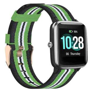 For ID205 19mm Nylon Braided Watch Band(Black+Green)