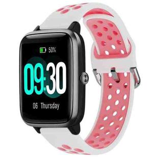 For ID205 / Willful SW021 19mm Silicone Two-color Sports Watch Band(White+Pink)
