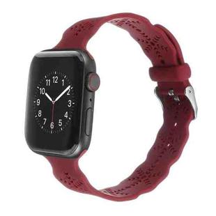 Snowflake Silicone Watch Band For Apple Watch Ultra 49mm / Series 8&7 45mm / SE 2&6&SE&5&4 44mm / 3&2&1 42mm(Red)