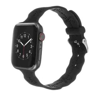 Snowflake Silicone Watch Band For Apple Watch Ultra 49mm / Series 8&7 45mm / SE 2&6&SE&5&4 44mm / 3&2&1 42mm(Black)