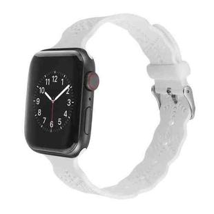 Snowflake Silicone Watch Band For Apple Watch Ultra 49mm / Series 8&7 45mm / SE 2&6&SE&5&4 44mm / 3&2&1 42mm(White)
