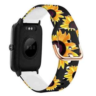 For ID205 / Willful SW021 19mm Silicone Printing Watch Band(Black Sunflower)