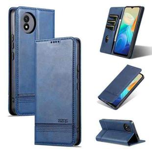 For vivo Y02A / Y02 4G Global / Y11 2023 AZNS Magnetic Calf Texture Leather Phone Case(Dark Blu)