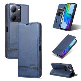 For vivo Y36 Global AZNS Magnetic Calf Texture Leather Phone Case(Dark Blu)