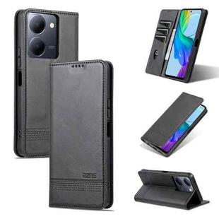 For vivo Y36 Global AZNS Magnetic Calf Texture Leather Phone Case(Black)
