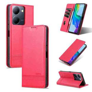 For vivo Y36 Global AZNS Magnetic Calf Texture Leather Phone Case(Red)