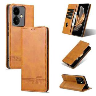 For vivo Y78+/Y78 Global AZNS Magnetic Calf Texture Leather Phone Case(Light Brown)