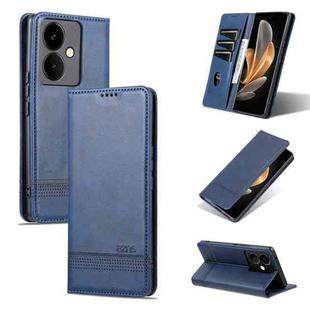 For vivo Y78+/Y78 Global AZNS Magnetic Calf Texture Leather Phone Case(Dark Blu)