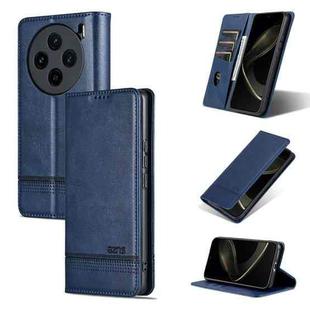 For vivo X100 AZNS Magnetic Calf Texture Leather Phone Case(Dark Blu)