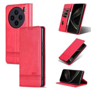 For vivo X100 AZNS Magnetic Calf Texture Leather Phone Case(Red)