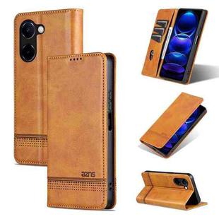 For vivo Y100i 5G AZNS Magnetic Calf Texture Leather Phone Case(Light Brown)