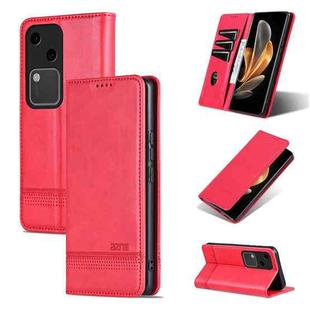 For vivo S18 AZNS Magnetic Calf Texture Leather Phone Case(Red)