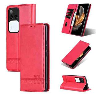 For vivo S18 Pro AZNS Magnetic Calf Texture Leather Phone Case(Red)