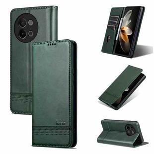 For vivo S18e AZNS Magnetic Calf Texture Leather Phone Case(Dark Green)