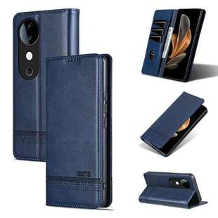 For vivo S19 AZNS Magnetic Calf Texture Leather Phone Case(Dark Blu)