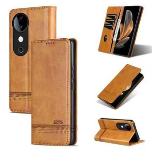 For vivo S19 Pro AZNS Magnetic Calf Texture Leather Phone Case(Light Brown)