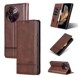 For vivo V30e AZNS Magnetic Calf Texture Leather Phone Case(Dark Brown)